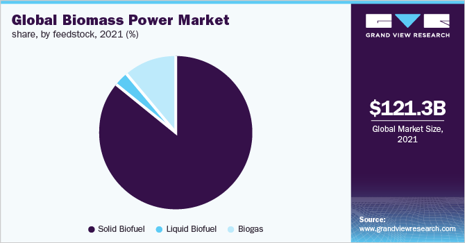 Global biomass power market share, by feedstock, 2021 (%)