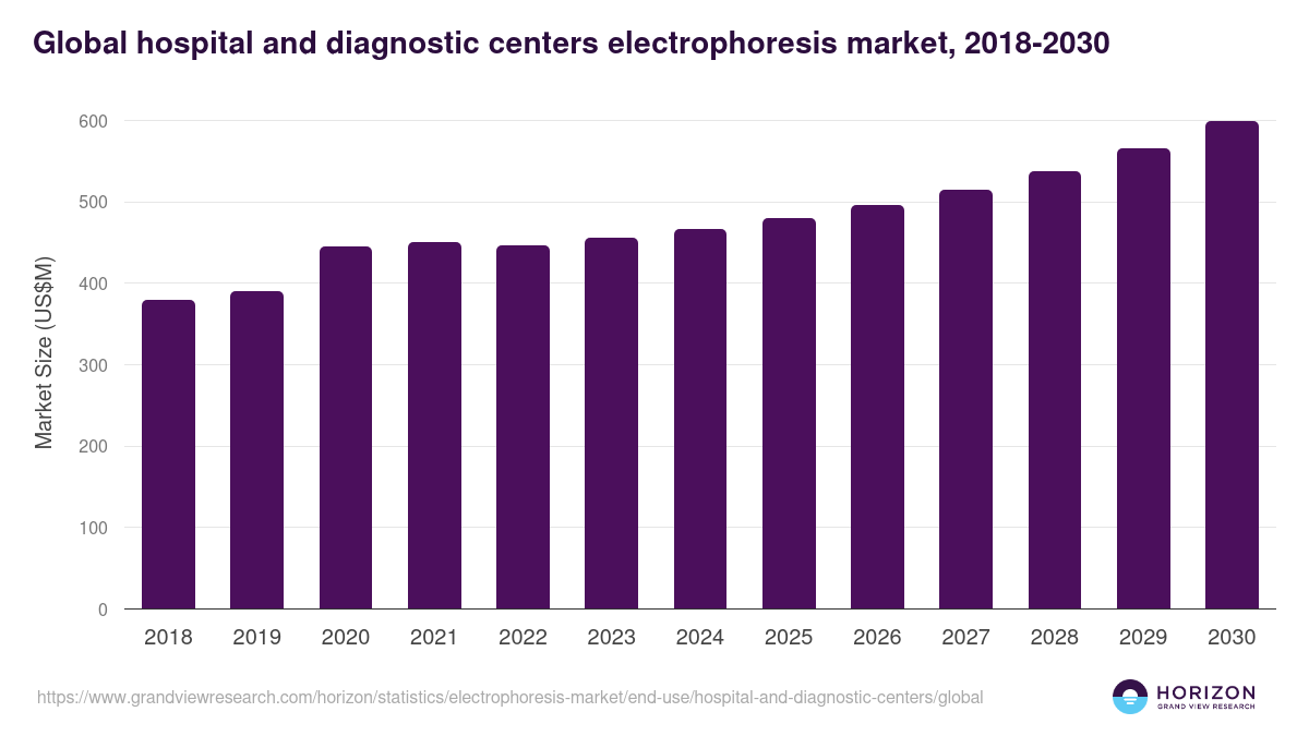 Hospital And Diagnostic Centers - Electrophoresis Market Statistics, 2018-2030 (US$M)