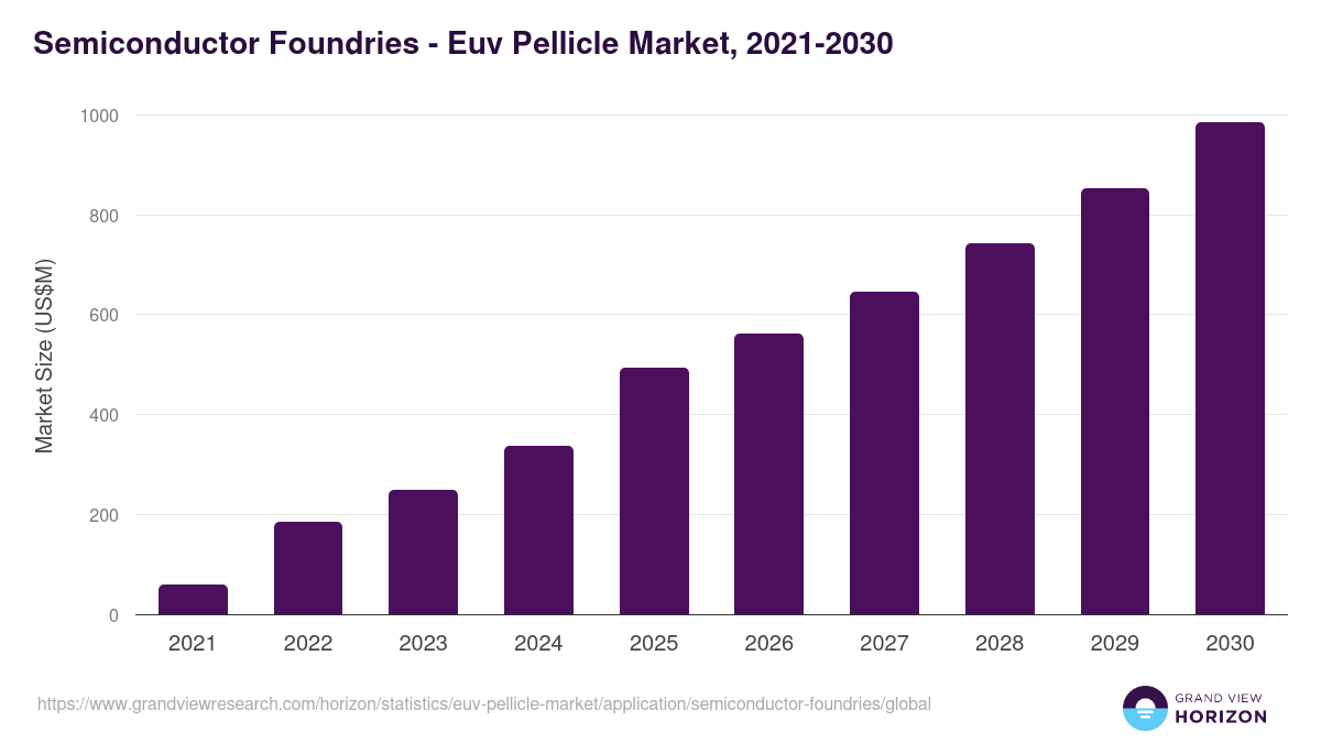 Semiconductor Foundries - Euv Pellicle Market, 2021-2030 (US$M)