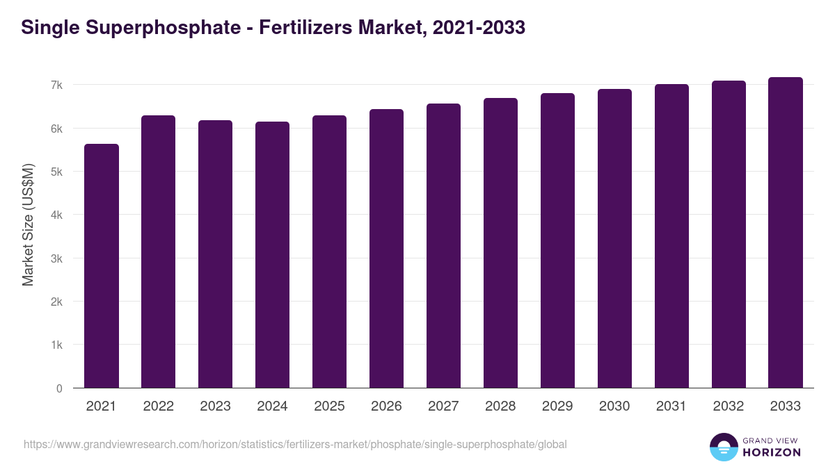 Single Superphosphate - Fertilizers Market, 2021-2033 (US$M)