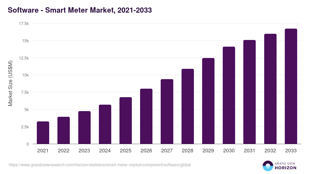 Software - Smart Meter Market, 2021-2033 (US$M)