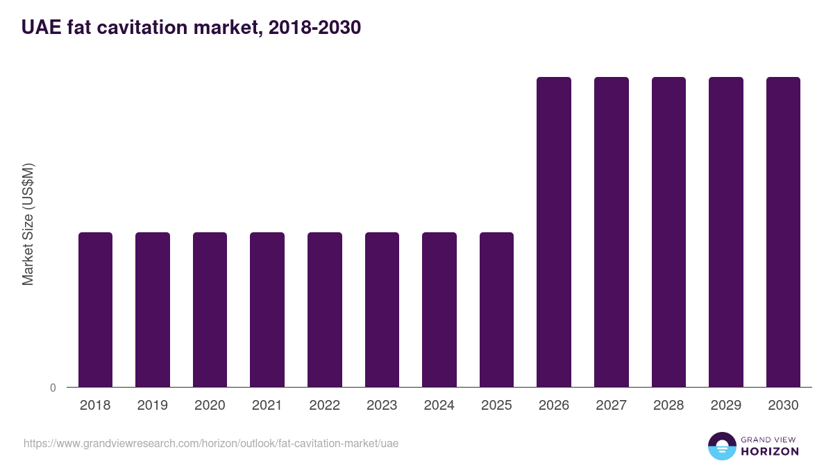 UAE fat cavitation market, 2018-2030 (US$M)