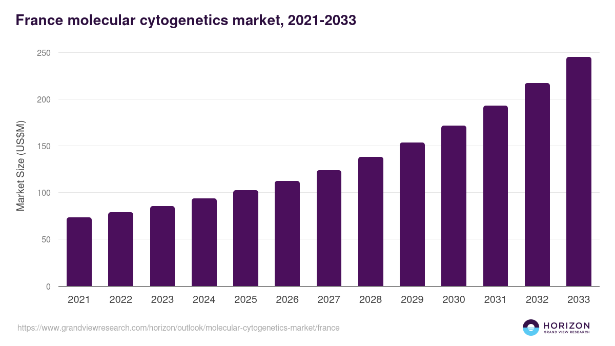 France molecular cytogenetics market, 2021-2033 (US$M)