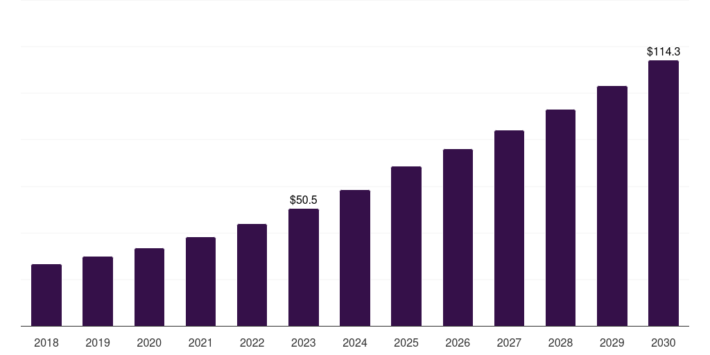 South Africa pen needles market, 2018-2030 (US$M)
