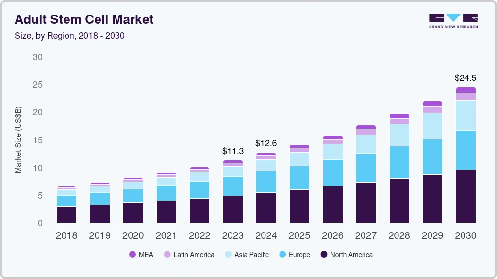 Adult stem cells market Size by Type, 2018 - 2030 (USD Billion) Adult stem cells market Size by Type, 2018 - 2030 (USD Billion)
