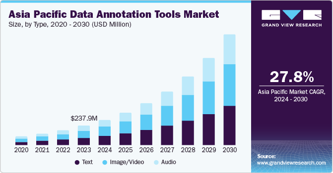 Asia Pacific data annotation tools market size, by type, 2020 - 2030 (USD Million)