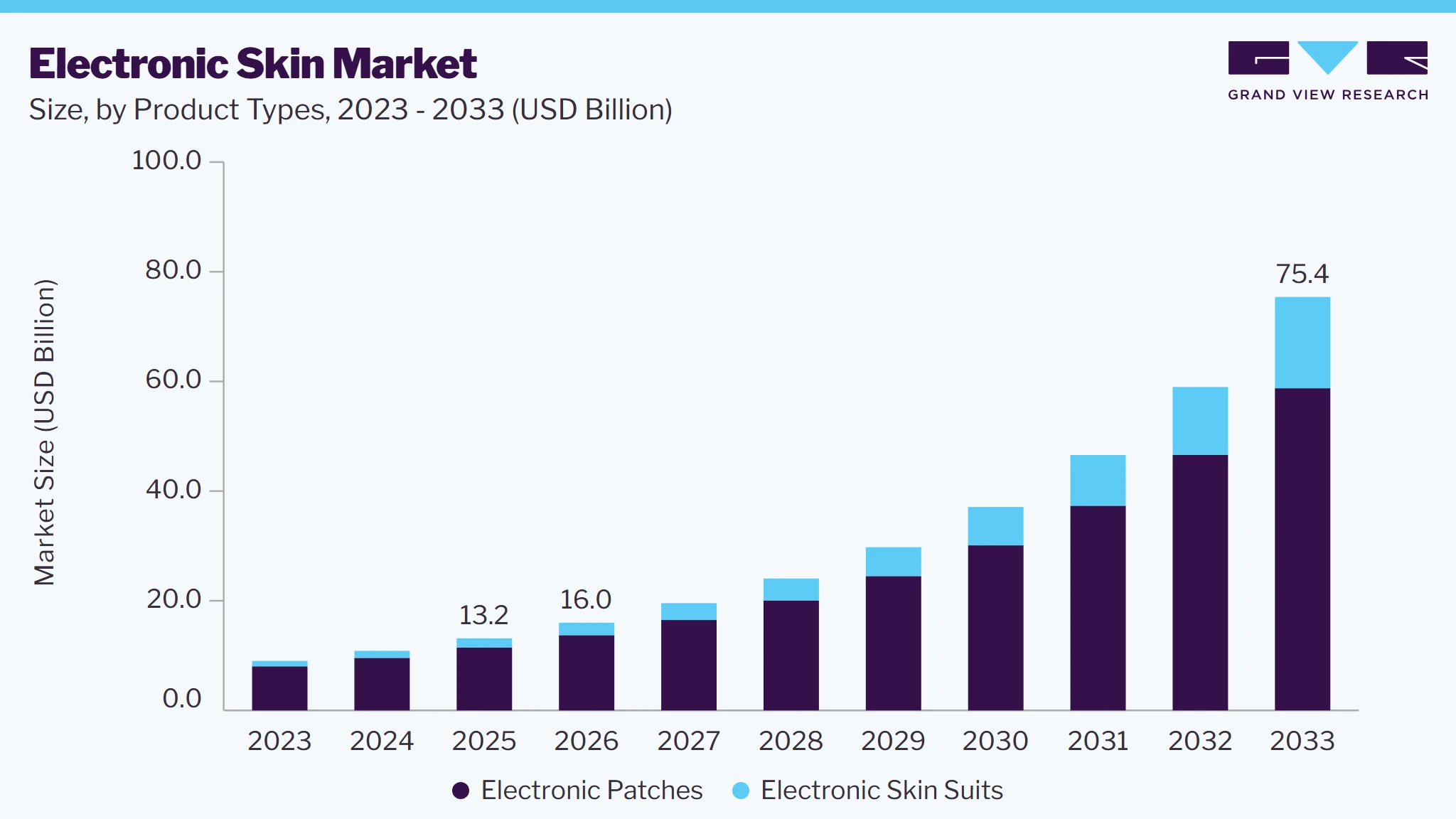Electronic skin market size and growth forecast (2023-2033) Electronic skin market size and growth forecast (2023-2033)