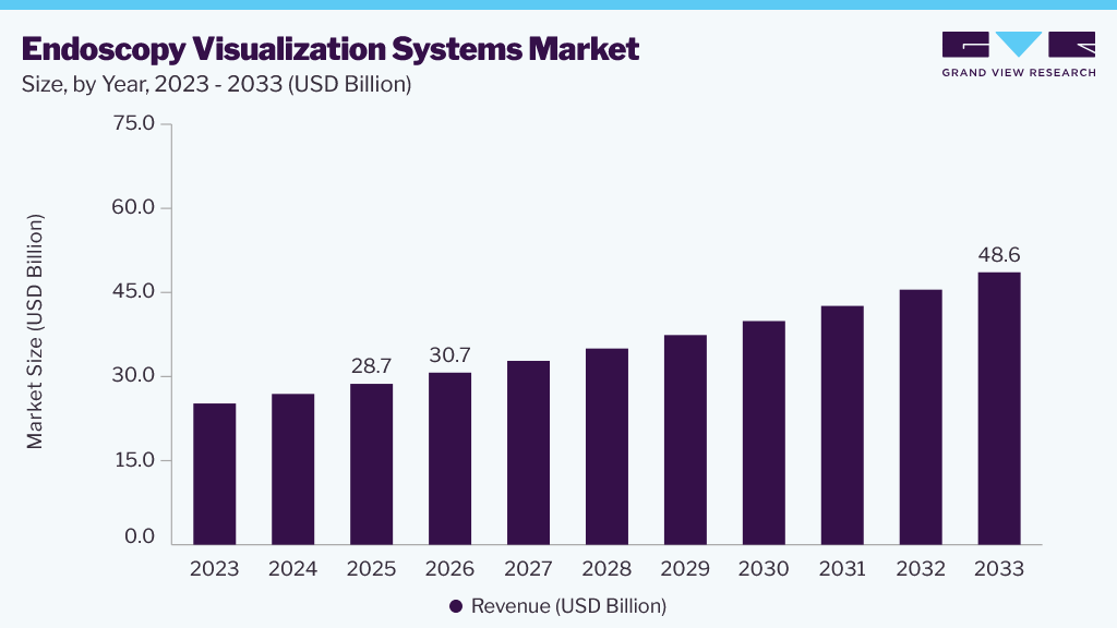 Endoscopy visualization systems market size and growth forecast (2023-2033)