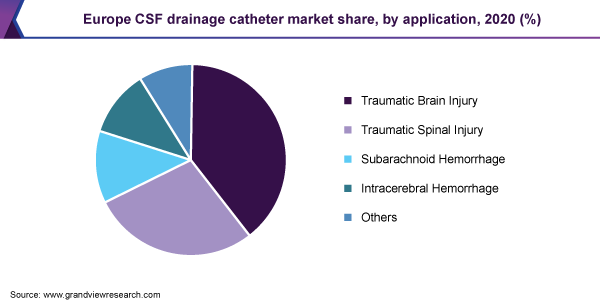 Europe CSF drainage catheter market share, by application, 2020 (%)