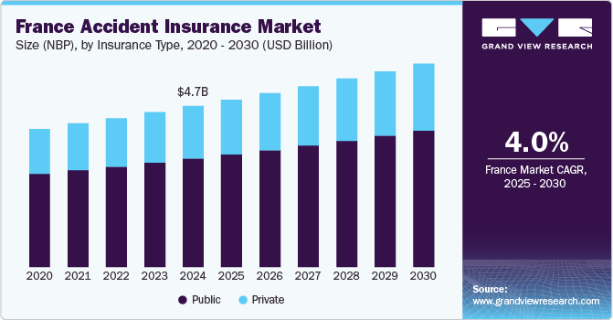 France Accident Insurance Market Size (NBP), by Insurance Type, 2020 - 2030 (USD Billion)
