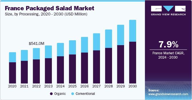 France packaged salad market size and growth rate, 2024 - 2030