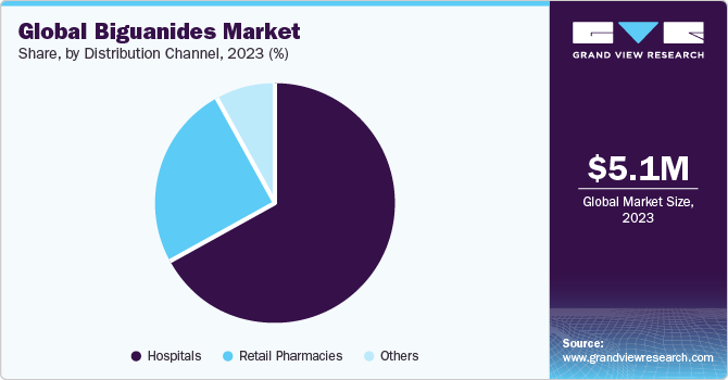 Global Biguanides Market Share, By Distribution Channel, 2023 (%)