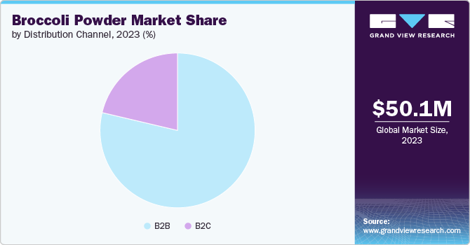 Broccoli Powder Market Share by Distribution Channel, 2023 (%)