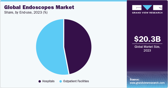 Global endoscopes market share, by end use, 2021 (%)