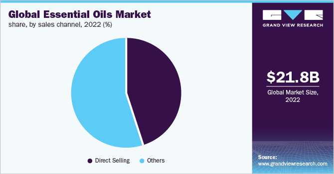  Global essential oils market share, by sales channel, 2022 (%)
