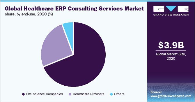Global healthcare ERP consulting services market share, by end-use, 2020 (%)