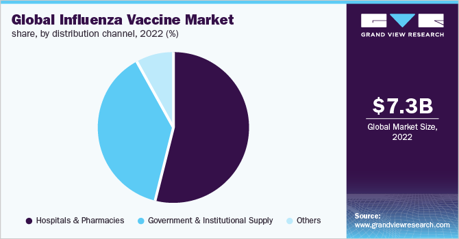 Global influenza vaccine market share, by distribution channel, 2022 (%)