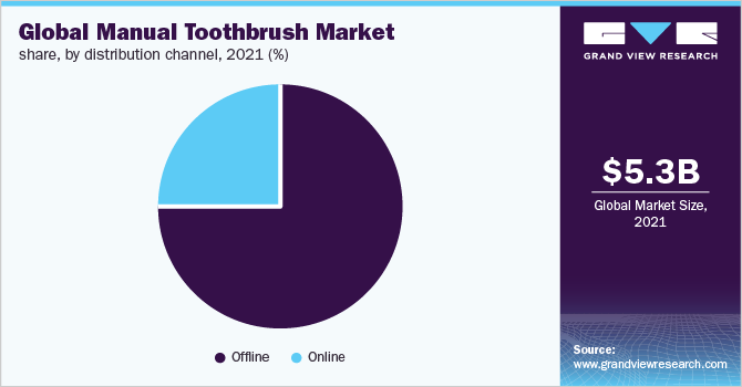 Global manual toothbrush market share, by distribution channel, 2021 (%)