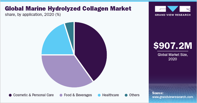 Global marine hydrolyzed collagen market share, by application, 2020 (%)