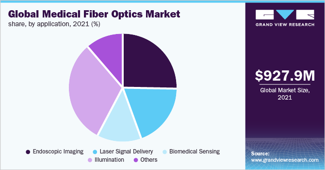 Global medical fiber optics market share, by application, 2021 (%)