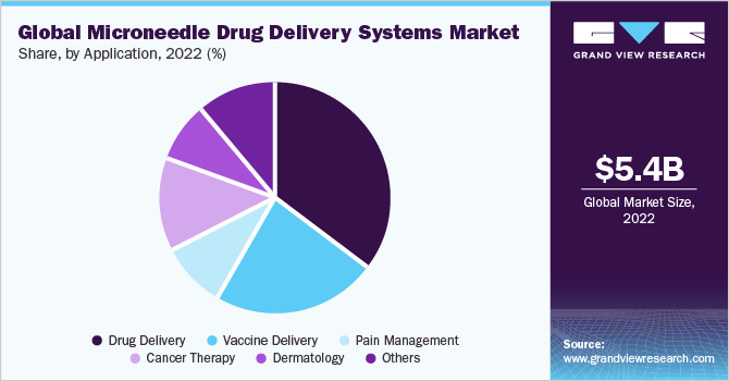 Global microneedle drug delivery systems market share, by application, 2020 (%)