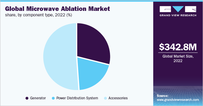 Global microwave ablation market share, by component type, 2022 (%)