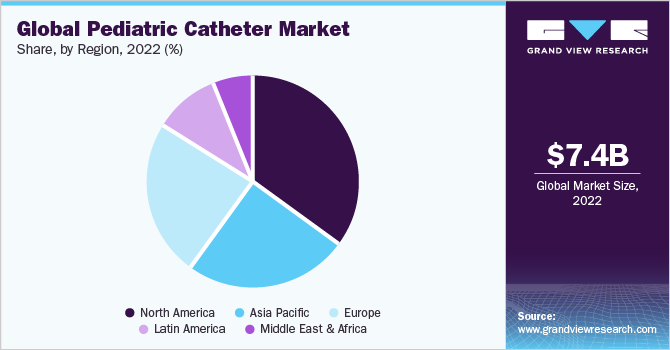Global pediatric catheter market share and size, 2022