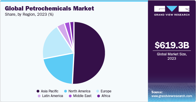  Global petrochemicals market share, by region, 2022 (%)