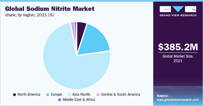 Global sodium nitrite market share, by region, 2021 (%)