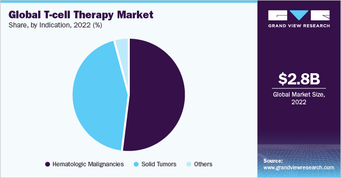 Global T-cell therapy market share, by indication, 2022 (%)