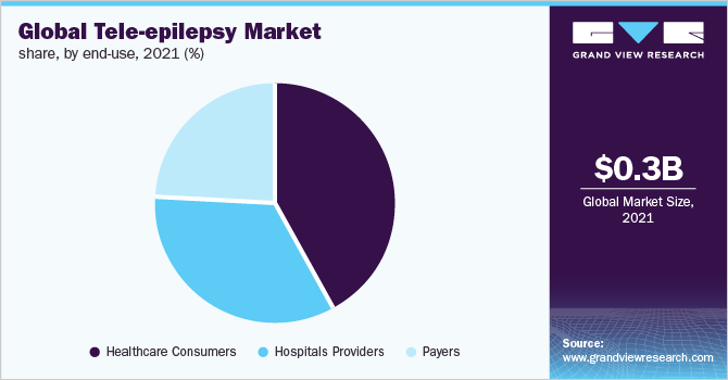 Global tele-epilepsy market share, by end-use, 2021 (%)