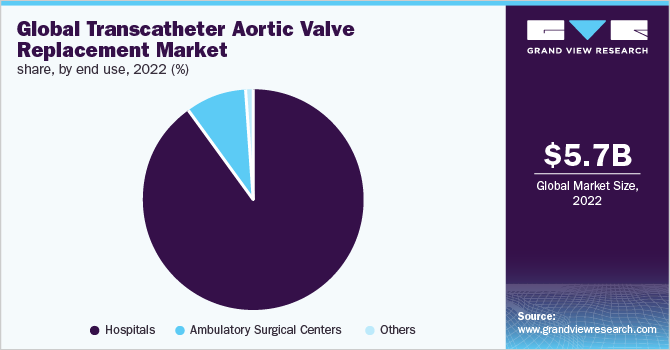 Global transcatheter aortic valve replacement market share, by end-use, 2022 (%)