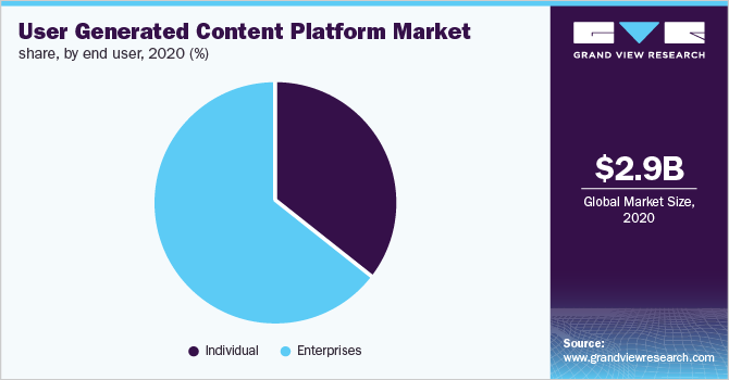 Global user generated content platform market share, by end user, 2020 (%)