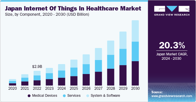 Japan Internet of Things in Healthcare market size and growth rate, 2024 - 2030