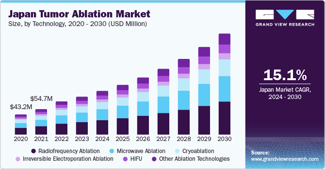 Japan tumor ablation market, by technology, 2016 - 2027 (USD Million)