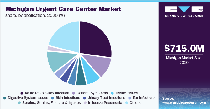 Michigan urgent care center market share, by application, 2020 (%)