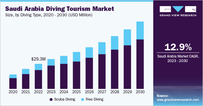 Saudi Arabia diving tourism Market size, by type, 2020 - 2030 (USD Million)