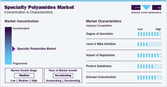Specialty Polyamides Market Concentration & Characteristics Specialty Polyamides Market Concentration & Characteristics