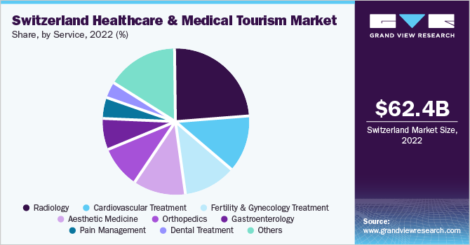 Switzerland healthcare & medical tourism market share, by service, 2022 (%)