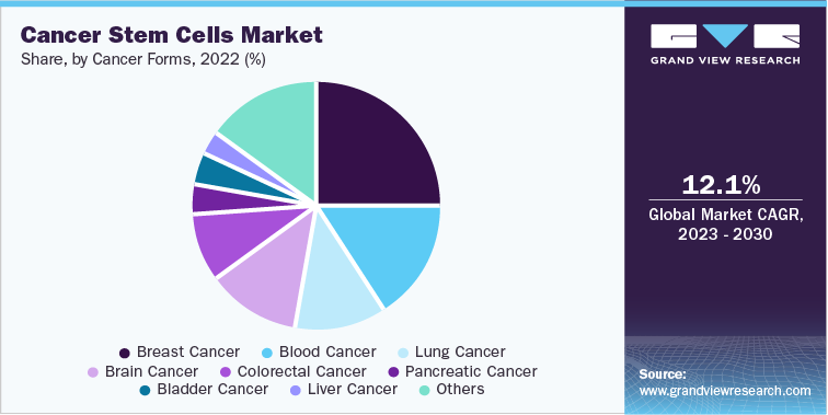 Cancer Stem Cells Market Share, by Cancer Forms, 2022 (%)