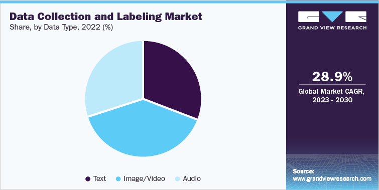Data Collection and Labeling Market, by Data Type, 2022 (%)
